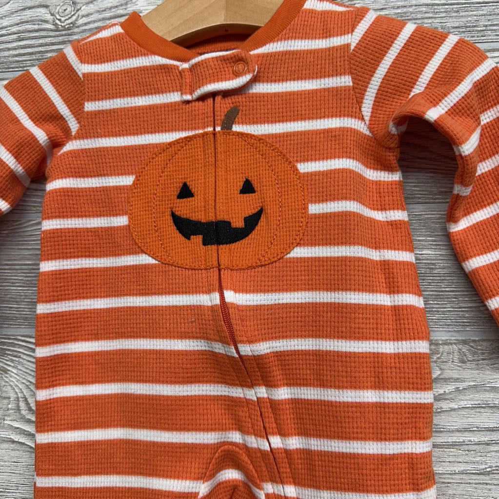 Waffle Knit Sleeper Stripes Pumpkin NB