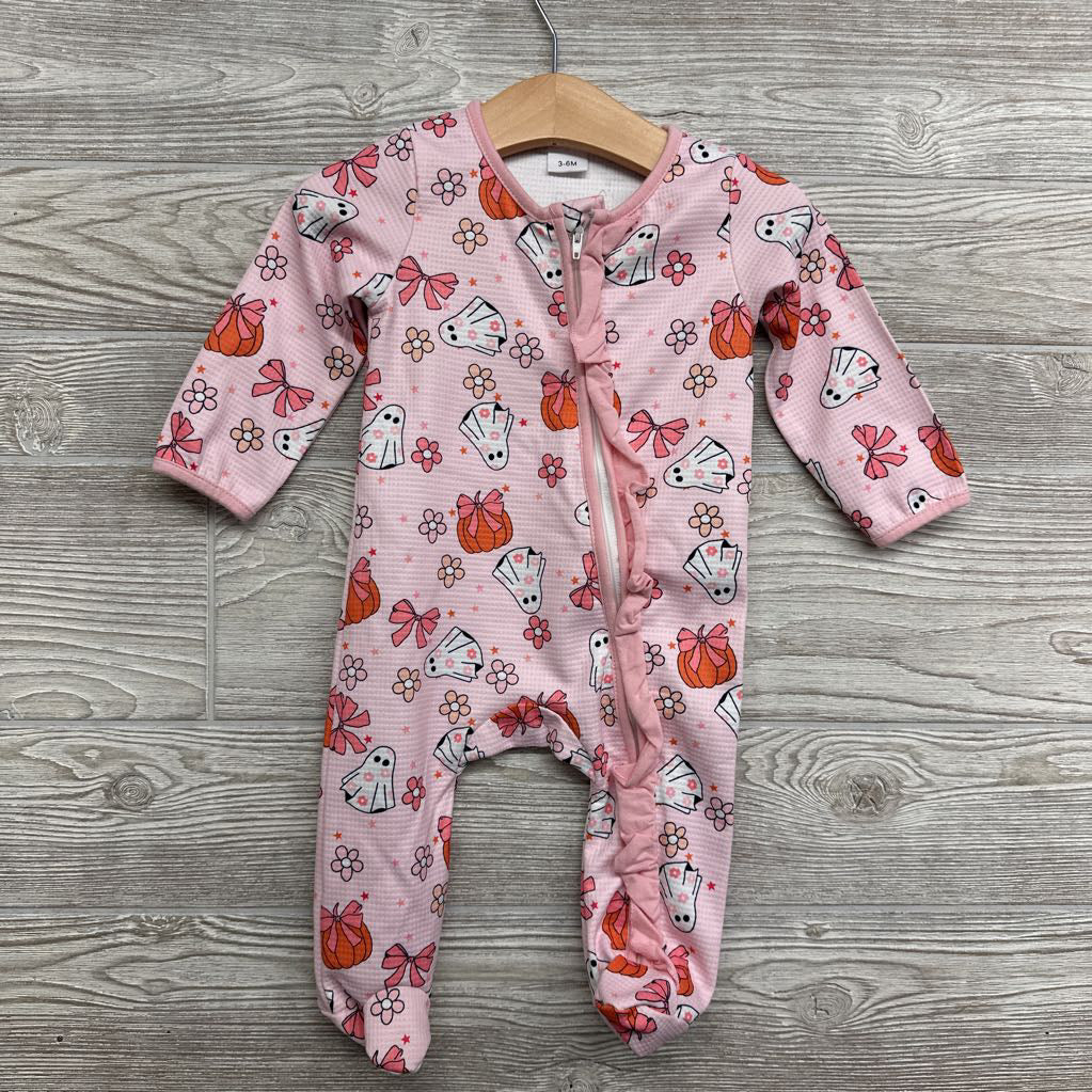 LS Textured Outfit Ghosts Pumpkins Bows 3-6M