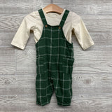 Plaid Overalls & Shirt 3-6M