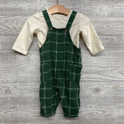Plaid Overalls & Shirt 3-6M