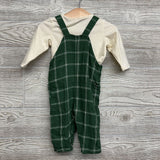 Plaid Overalls & Shirt 3-6M