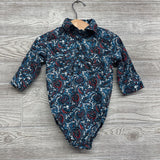 Printed Button Up Western Pearl Snap Bodysuit 3-6M
