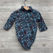 Printed Button Up Western Pearl Snap Bodysuit 3-6M