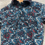 Printed Button Up Western Pearl Snap Bodysuit 3-6M
