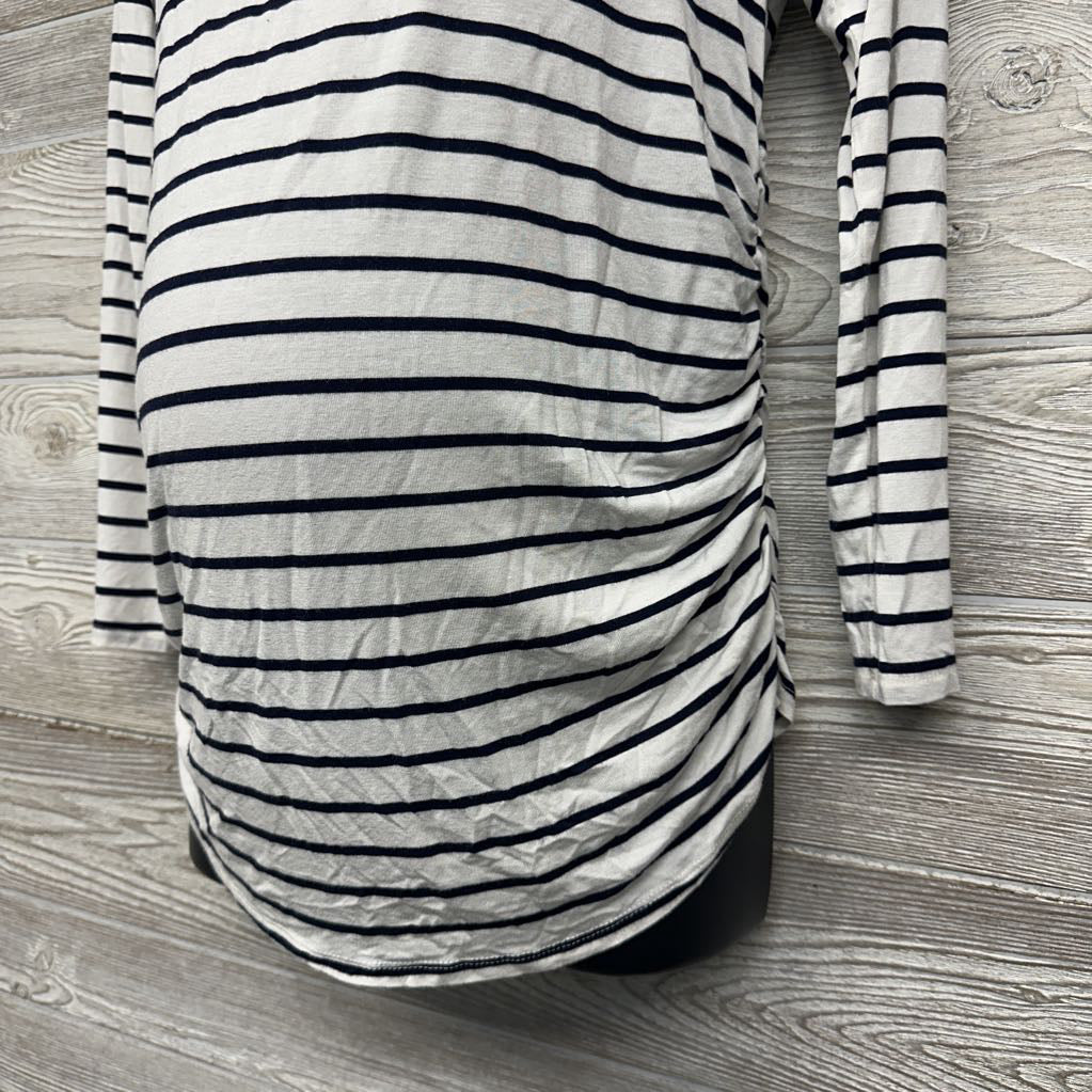 LS Ruched V Neck Striped Shirt Large