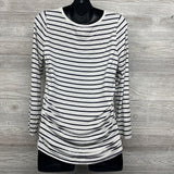 LS Ruched V Neck Striped Shirt Large