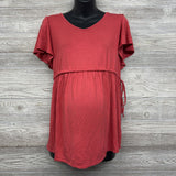 Peplum V Neck Side Tie Shirt Medium
