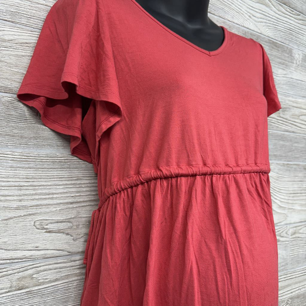 Peplum V Neck Side Tie Shirt Medium