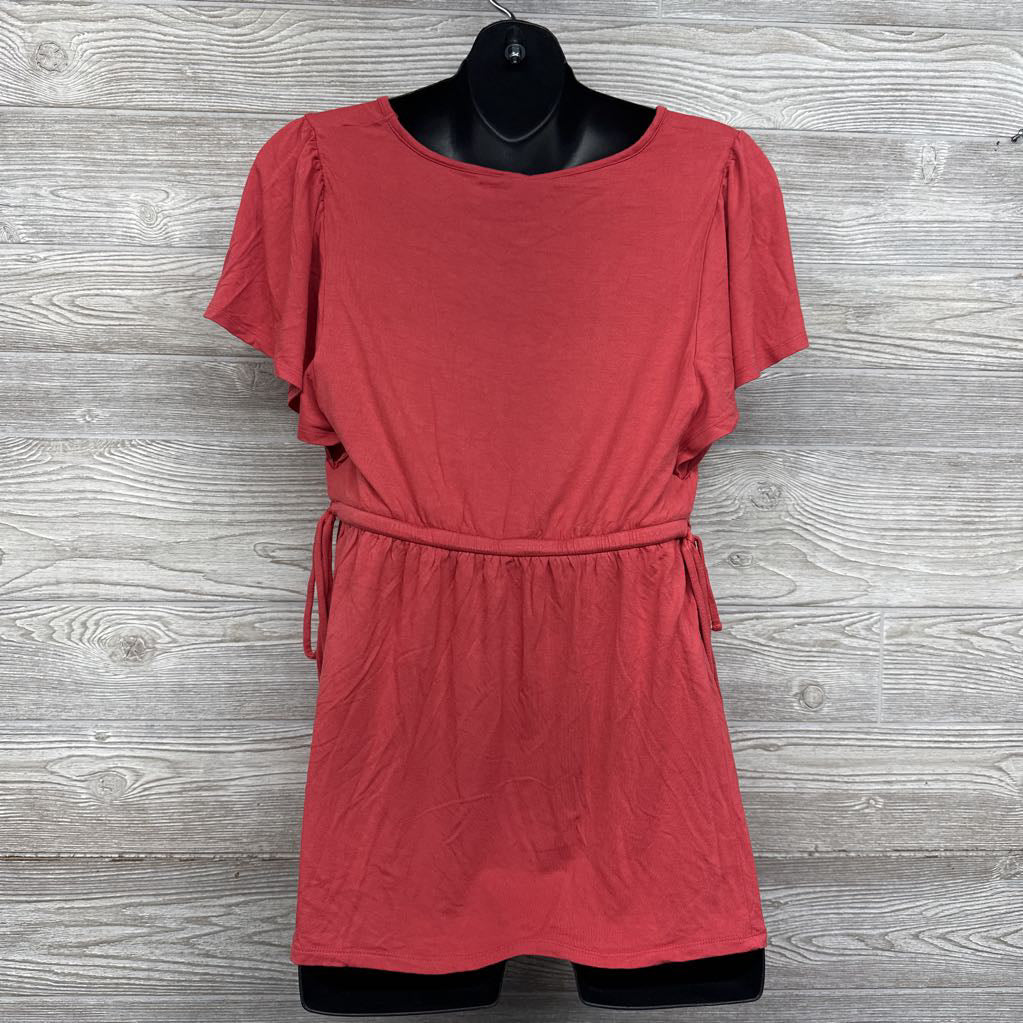 Peplum V Neck Side Tie Shirt Medium