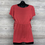 Peplum V Neck Side Tie Shirt Medium