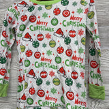 2 Pc LS Bamboo PJs Merry Christmas Grinch 3-4