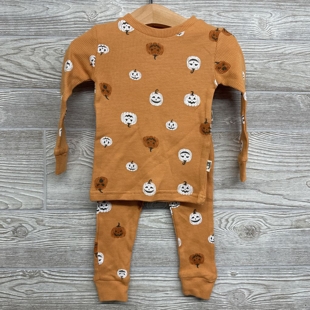 2 Pc LS Organic Waffle Knit PJs Ghosts 24M