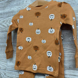 2 Pc LS Organic Waffle Knit PJs Ghosts 24M