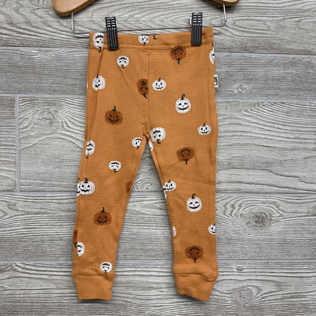 2 Pc LS Organic Waffle Knit PJs Ghosts 24M