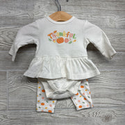 LS Ribbed Skirted Bodysuit Thankful & Leggings Pumpkins 3M
