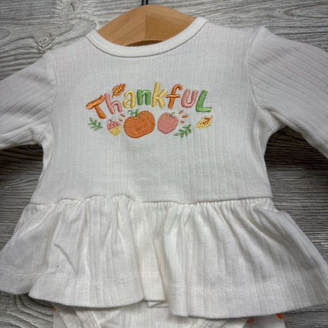 LS Ribbed Skirted Bodysuit Thankful & Leggings Pumpkins 3M