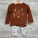 LS Shirt I'm Unbe-leaf-ably Cute & Waffle Knit Pants Acorns Pumpkins 24M