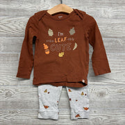 LS Shirt I'm Unbe-leaf-ably Cute & Waffle Knit Pants Acorns Pumpkins 24M