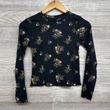 LS Ribbed Shirt Flowers Lettuce Trim 10-12