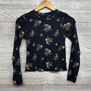 LS Ribbed Shirt Flowers Lettuce Trim 10-12