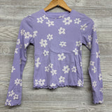 LS Ribbed Shirt Flowers Lettuce Trim 10-12