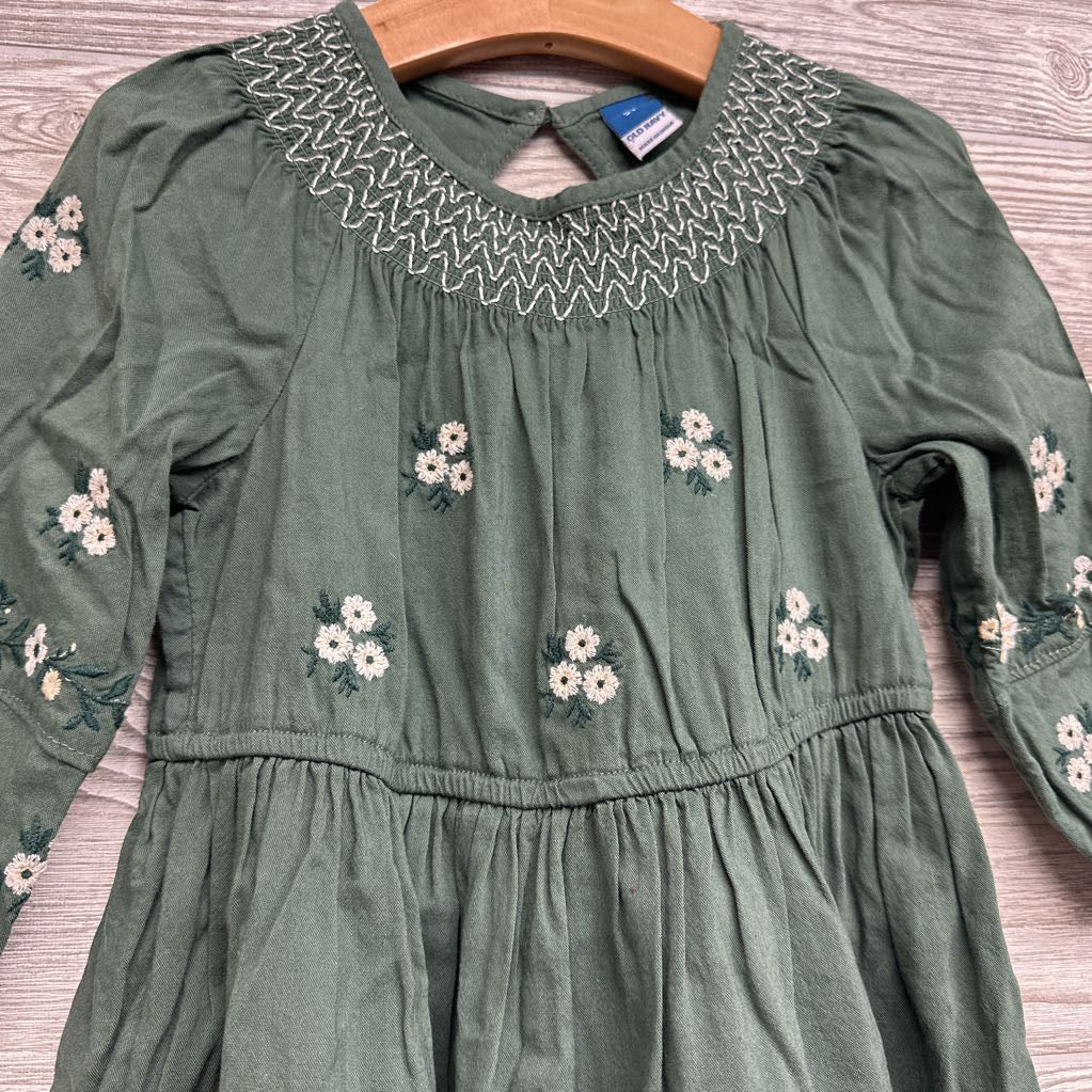 LS Smocked Dress Embroidered Flowers 5T