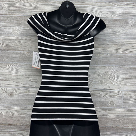 NEW Ribbed Off The Shoulder Shirt Stripes XS