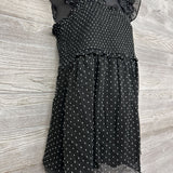 NEW Smocked Blouse Flutter Sleeve Polka Dot Large