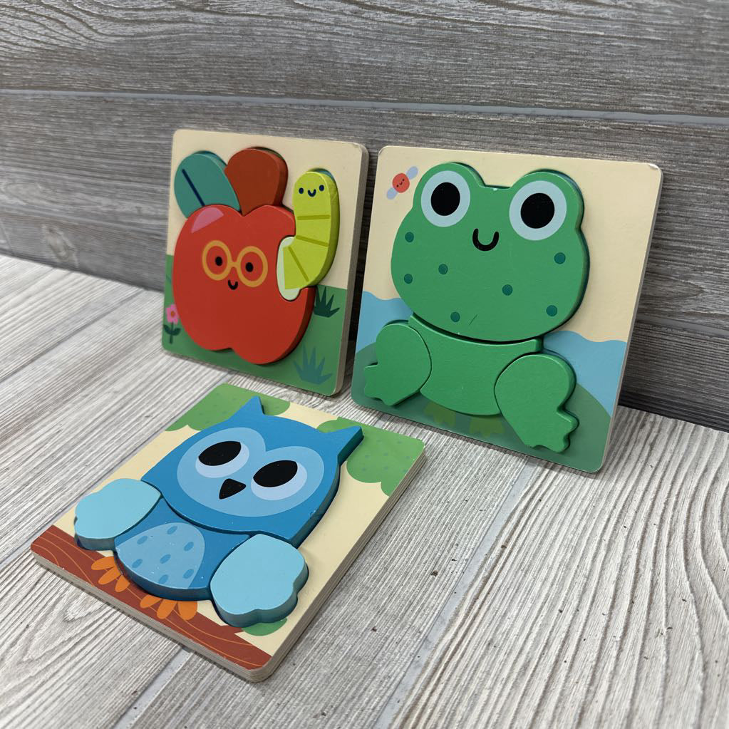 Owl, Apple, Frog Chunky Puzzle