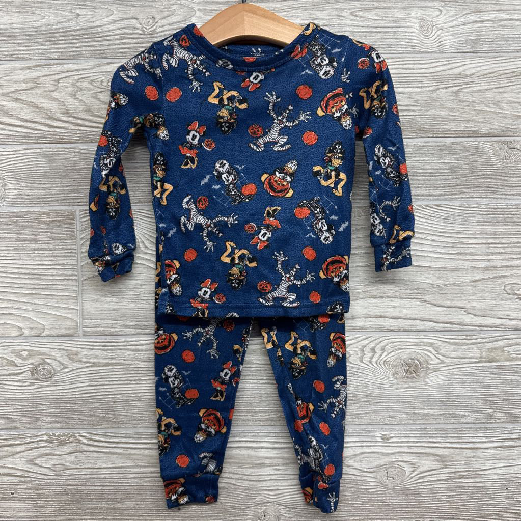 2 PC Pj Mickey & Minnie Pumpkins, Skeletons 3t