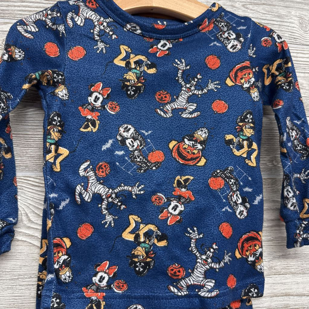 2 PC Pj Mickey & Minnie Pumpkins, Skeletons 3t