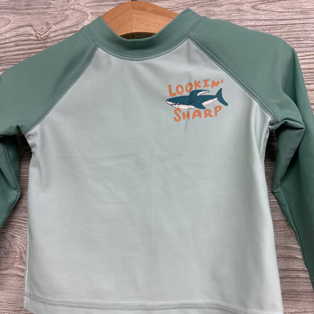 LS Swim Rash Guard Lookin Sharp & Trunks Sharks 12M