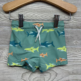 LS Swim Rash Guard Lookin Sharp & Trunks Sharks 12M