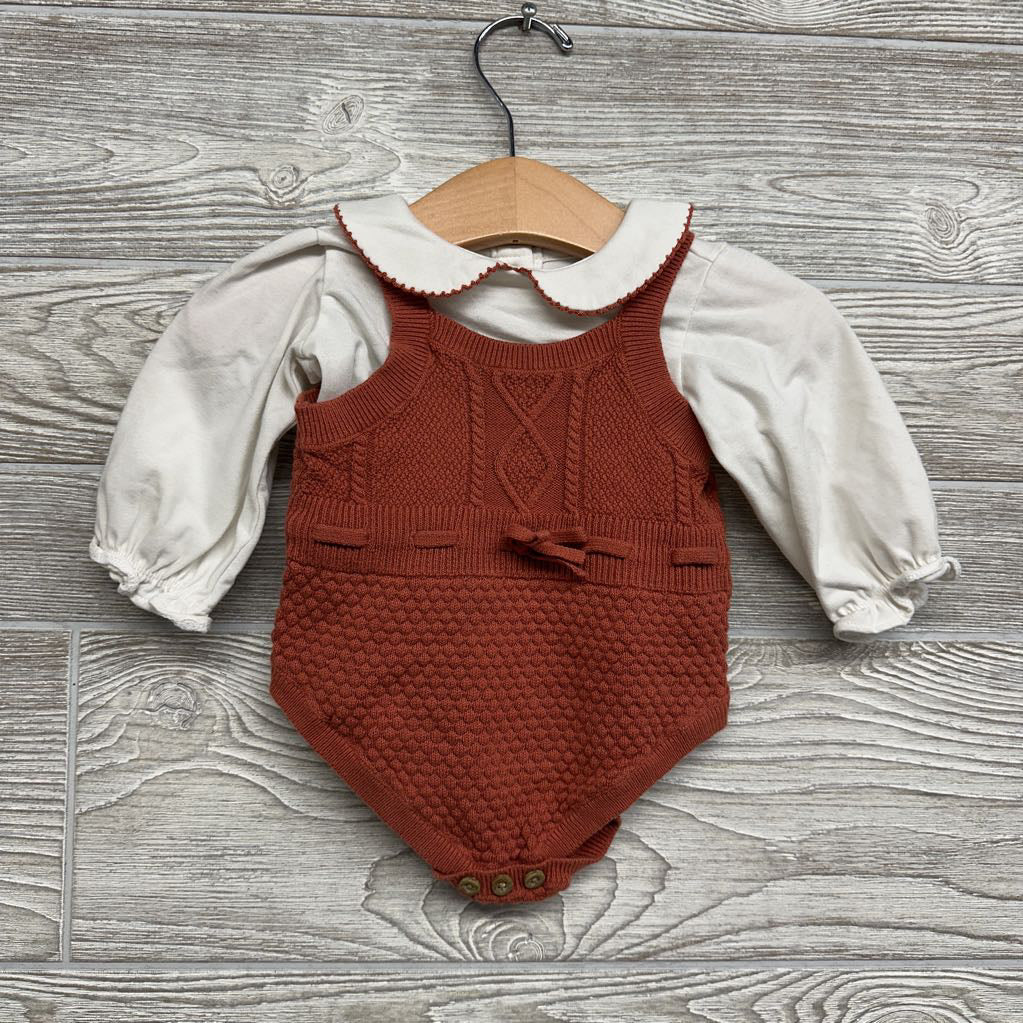 Knit Sweater Romper & Collared Bodysuit 0-3M