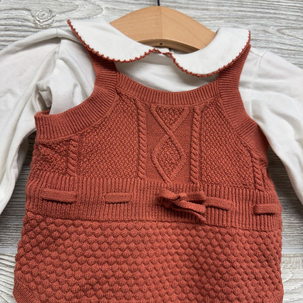 Knit Sweater Romper & Collared Bodysuit 0-3M