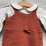 Knit Sweater Romper & Collared Bodysuit 0-3M