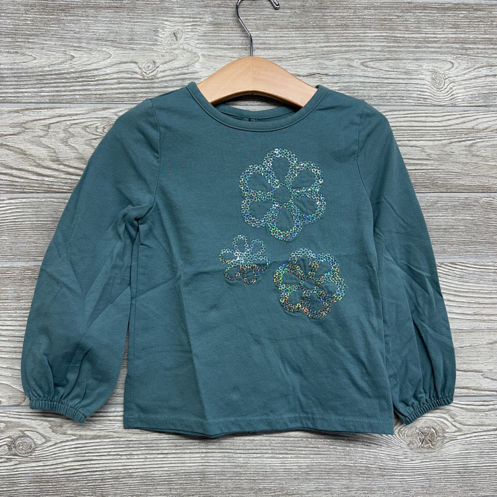 LS Shirt Sequins Flowers 4t