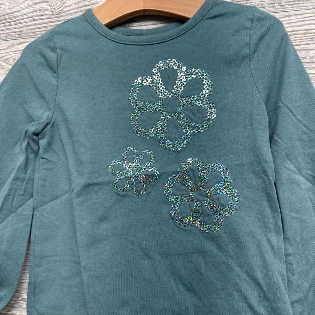 LS Shirt Sequins Flowers 4t