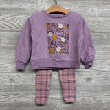 Crewneck Butterflies Flowers & Plaid Leggings 3T