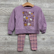 Crewneck Butterflies Flowers & Plaid Leggings 3T
