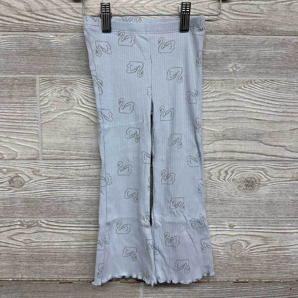 LS Ribbed Shirt & Flare Pants Swans Lettuce Trim 3T