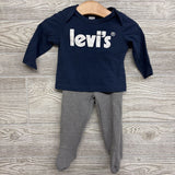 LS Shirt & Waffle Knit Footed Pants 6M