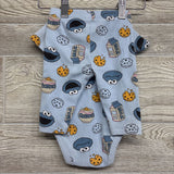 Ribbed Bodysuit & Pants Cookie Monster Milk 0-3M