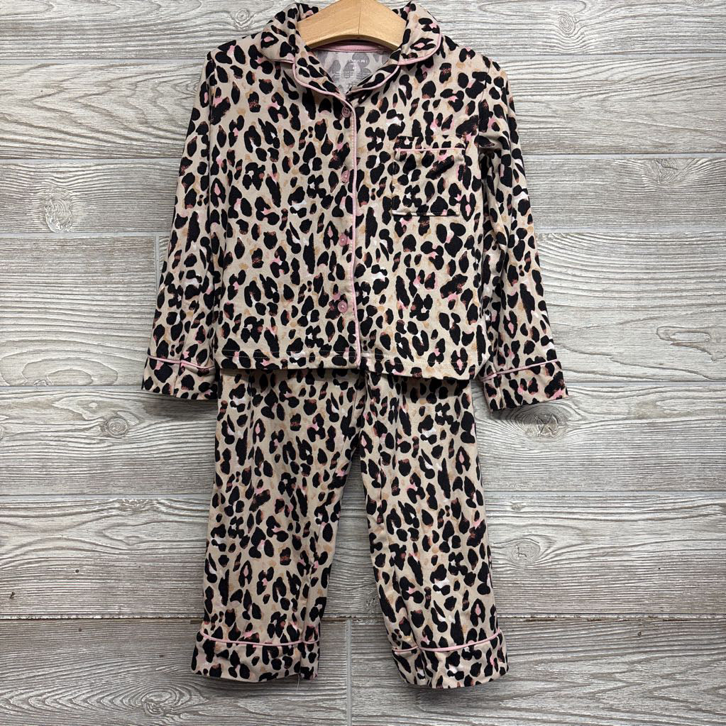 2 Pc LS Button Up PJs Animal Print 4T