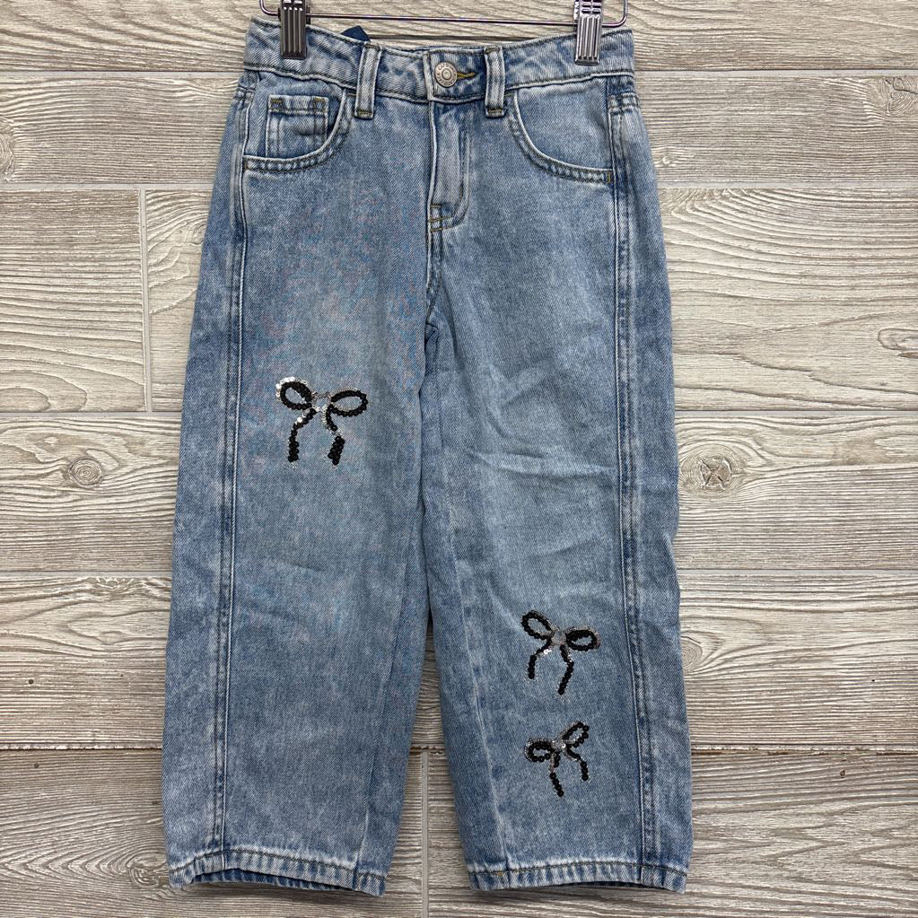 Wide Leg Jeans Sequin Bows 4
