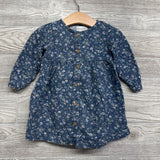LS Muslin Button Up Dress Flowers 12M