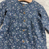 LS Muslin Button Up Dress Flowers 12M