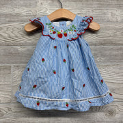 Scallop Flutter Sleeve Dress Stripes Strawberries 3-6M