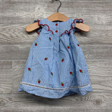 Scallop Flutter Sleeve Dress Stripes Strawberries 3-6M