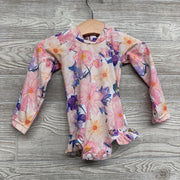 LS Swimsuit W/ Hat Flowers 3-6M